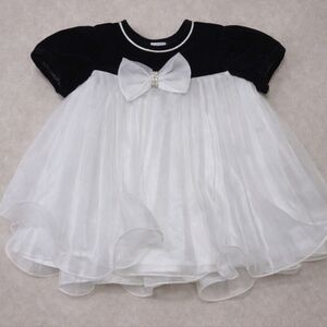Bonnie Baby Dress Velvet Girl Black White Size 18M